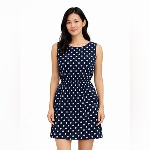 3/$30 - SIMONS TWIK Polka Dot Sleeveless Dress -Navy Blue & White